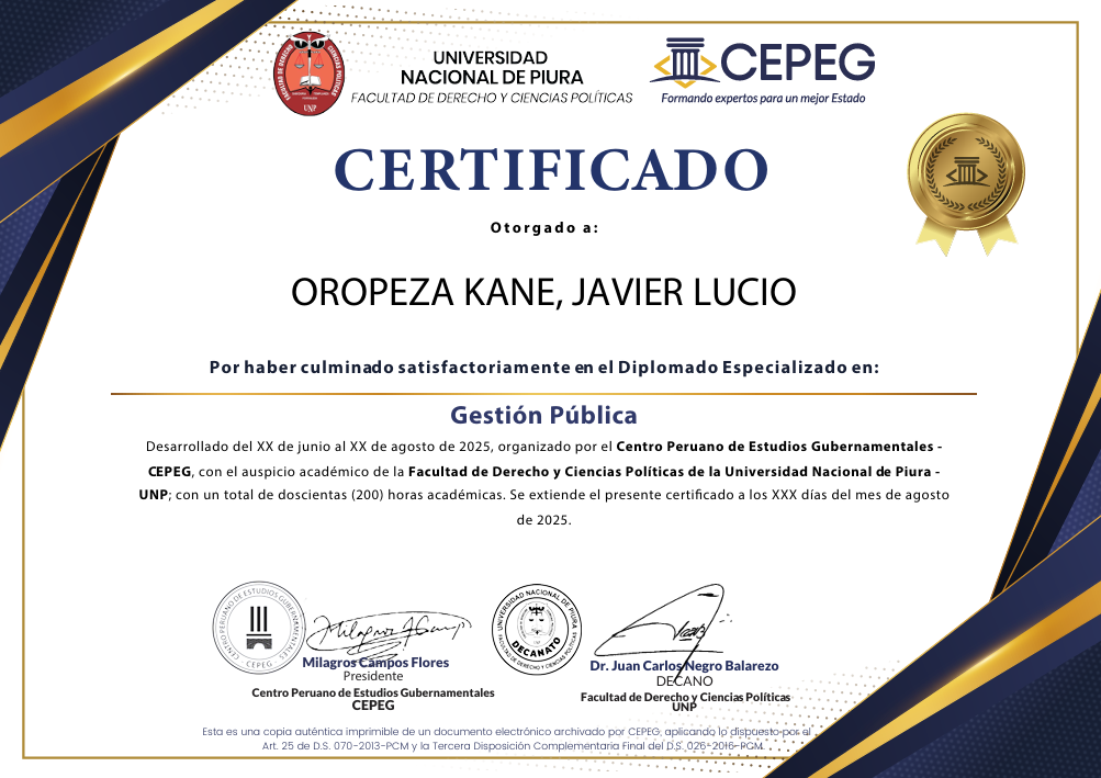 Certificado - Frente